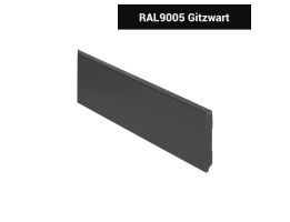 Rechte moderne MDF plint 90 x 9 mm x 2,4 meter RAL9005 zwart